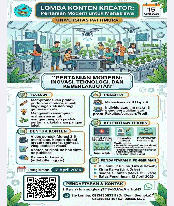 Lomba Konten Kreator, Unpatti Dorong Pertanian Modern untuk Mahasiswa